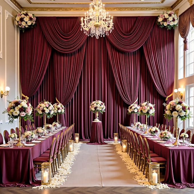 20ft x 15ft Burgundy Backdrop Curtains