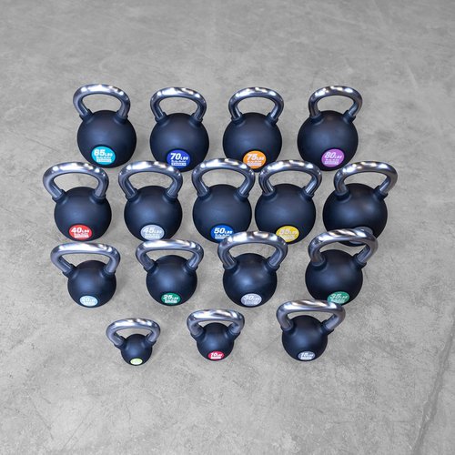 Body-Solid Tools Cast Iron Kettlebells - Rubber Coated, Non-Slip Handle | 5-80 lbs for Strength Training