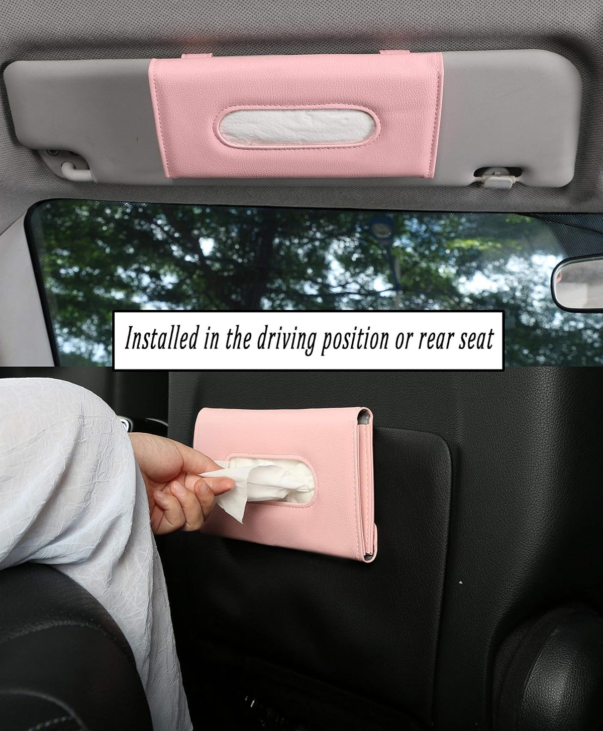 Tissue Dispenser for Cars, Car Visor Tissue Holder, Car Napkin Holder, Tissues Holder for Cars Visor with One Tissue Refill, Autos Pink