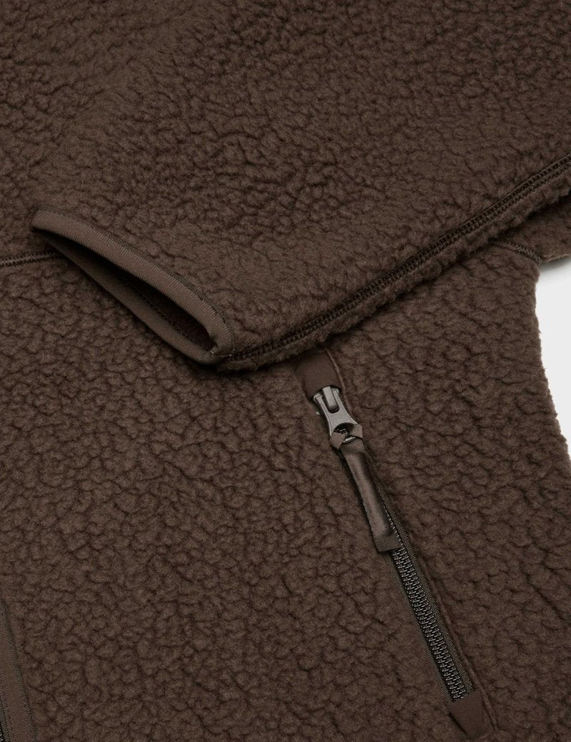 Yozazzy Fleece Jackets Women Causal Long Sleeve Sherpa Jacket Warm Ziper Fuzzy Coat Sweatshirts Trendy with Pockets(Brown-M)