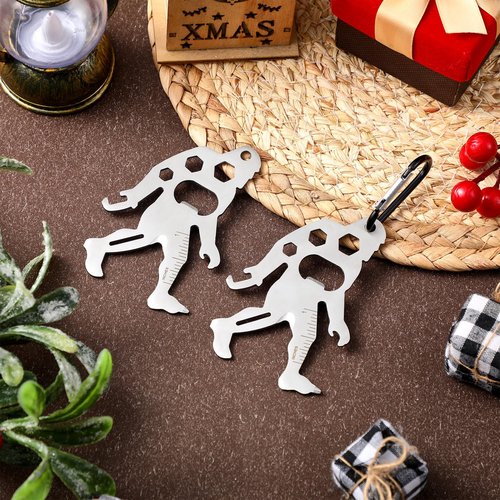 Cholemy 12 Pcs Credit Card Tool Novelty Stocking Stuffer Wallet Multitool Edc Gadget Friendship Bigfoot Sasquatch Elephant Gift Small Hand Carabiners Tool for Father Day Men Birthday(Ape-man,Silver)