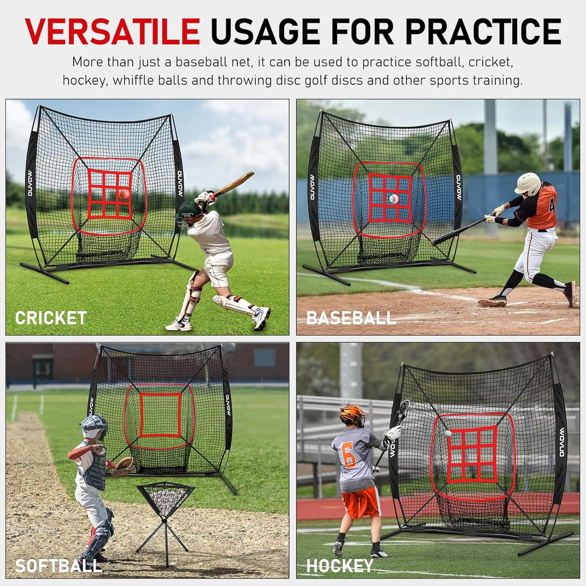 Skiennix 7x7 Ft Baseball Net - Versatile Batting & Pitching Training Equipment for All Ages