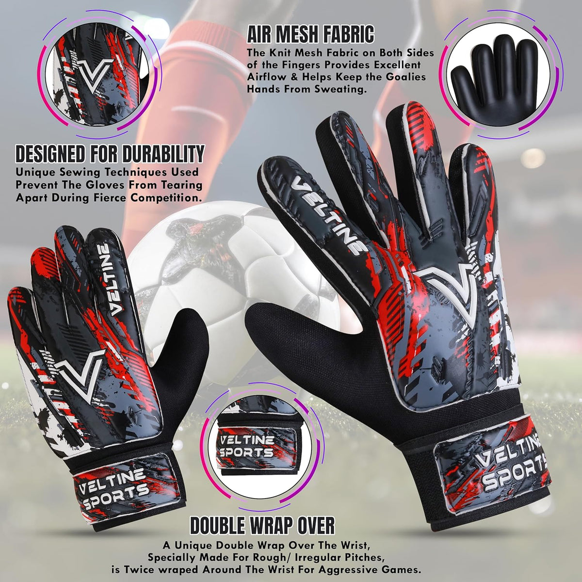 Regine Switzerland Soccer Goalie Gloves - Youth & Adult Football Gloves with Double Wrist Protection & 4mm Anti-Slip Grip