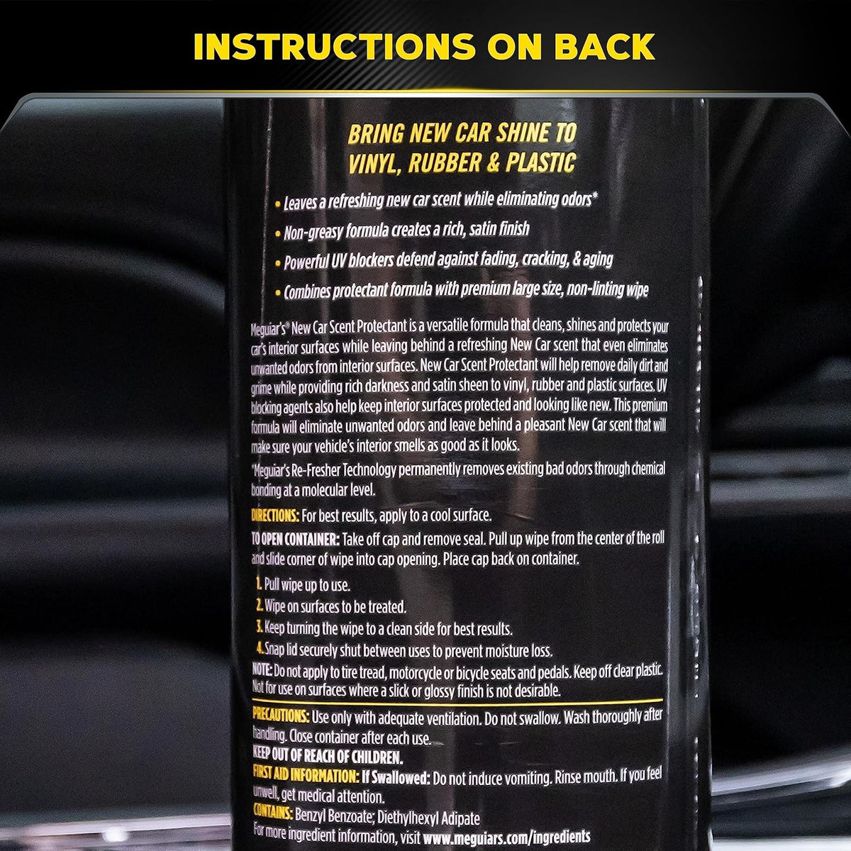 Meguiar’s New Car Scent Protectant Wipes, Car Wipes For Drivers &amp; Detailers—Car Cleaning Wipes That Clean, Protect And Freshen; Car Interior Wipes For Cars, Trucks &amp; Suvs - 30 Count