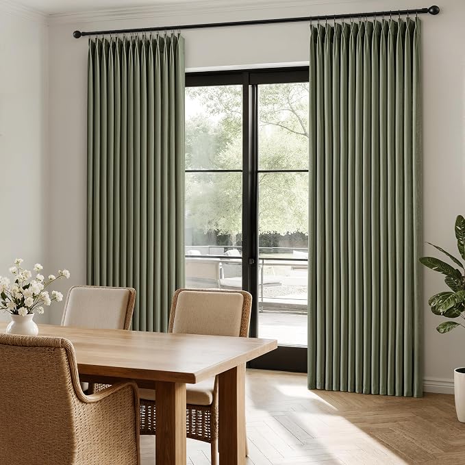 Memory Trained Pinch Pleated Curtains 90 Inches Long, Linen Pinch Pleat Sheer