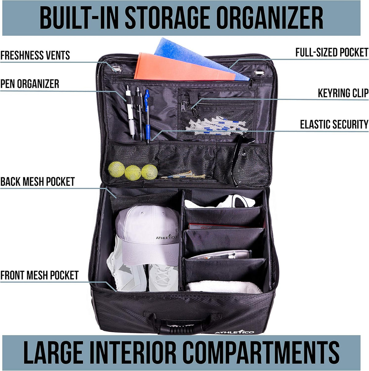 Athletico Golf Trunk Organizer Storage - Car Golf Locker to Store Golf Accessories | Collapsible When Not in Use