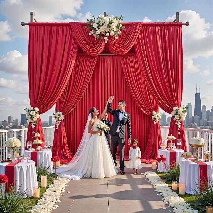 12ft x 10ft Red Backdrop Curtains