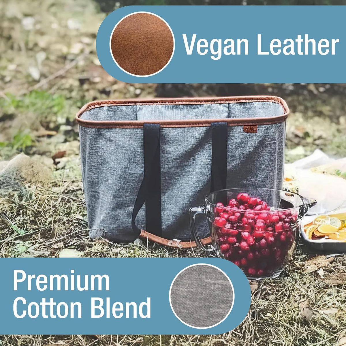 CleverMade Collapsible LUXE Tote, 30L Foldable Grocery Shopping Bag, Reusable