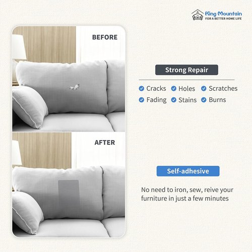 KING MOUNTAIN Canvas Repair Patch - 5x8 Inch Self-Adhesive Waterproof Fabric Patches (8 Pcs, Beige)