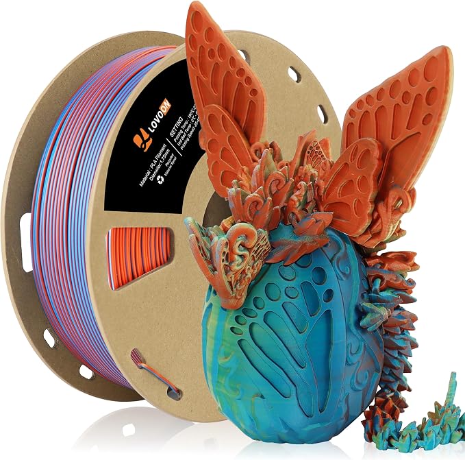 LOVOON Matte Tricolors PLA 3D Printer Filament Multi-Color Changing by Angle
