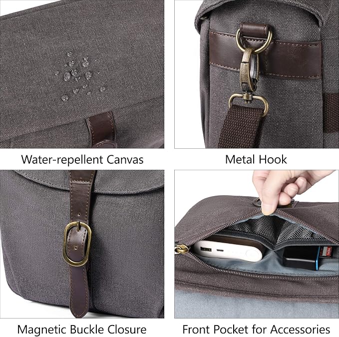 BAGSMART Camera Bag, SLR DSLR Canvas Crossbody Camera Case, Compact Camera