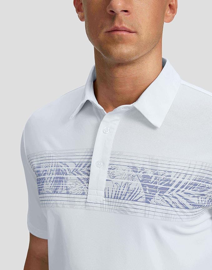 Men's Golf Shirts Dry Fit Moisture Wicking Performance Short Sleeve Collared Polo Shirts for Casual Athletic Business
