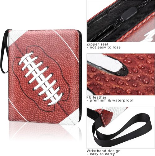 Elcoho Football Card Binder - 900 Pocket Trading Card Holder with Sleeves & 3 D-Ring Album | Perfect for Sports Collectors
