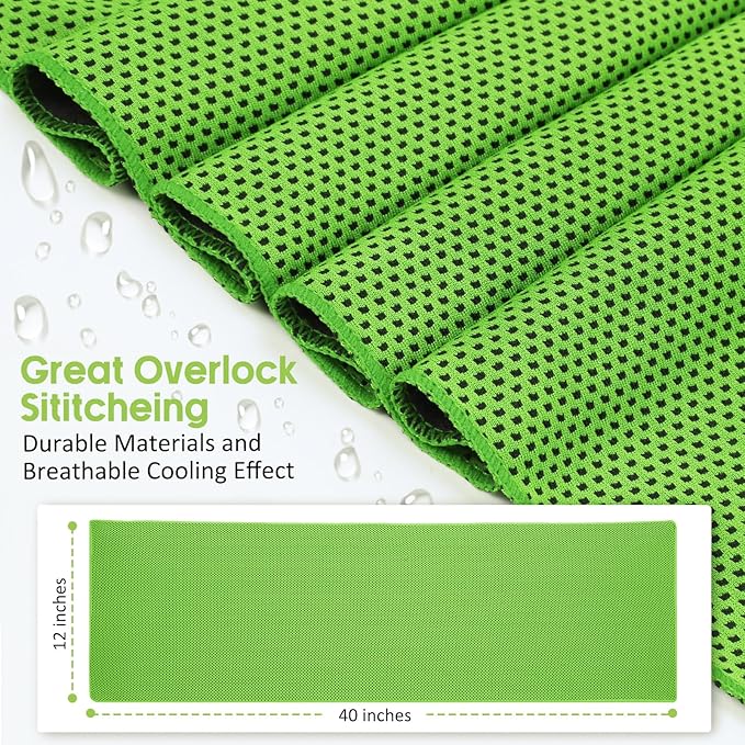 Cooling Towels 20 Pack, 40"x 12" Cooling Rags Neck Wraps for Sports with Carrying Pouch, Gym Cooling Neck Towels for Hor Weather, Sweat, Fitness, Travel