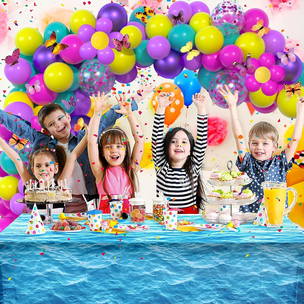 Skiennix 12-Inch Metallic Balloons - 60 Pcs in Hot Pink, Purple, Teal & Yellow for Kids' Parties | Birthday & Baby Shower Decor