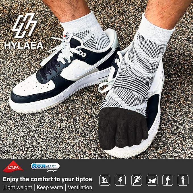 Hylaea No Show Running Athletic Anti-Blister Wicking Coolmax Socks, Seamless Anti-odor