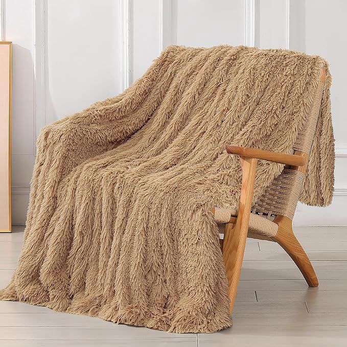 Tuddrom Decorative Extra Soft Faux Fur Throw Blanket 50" x 60", Solid
