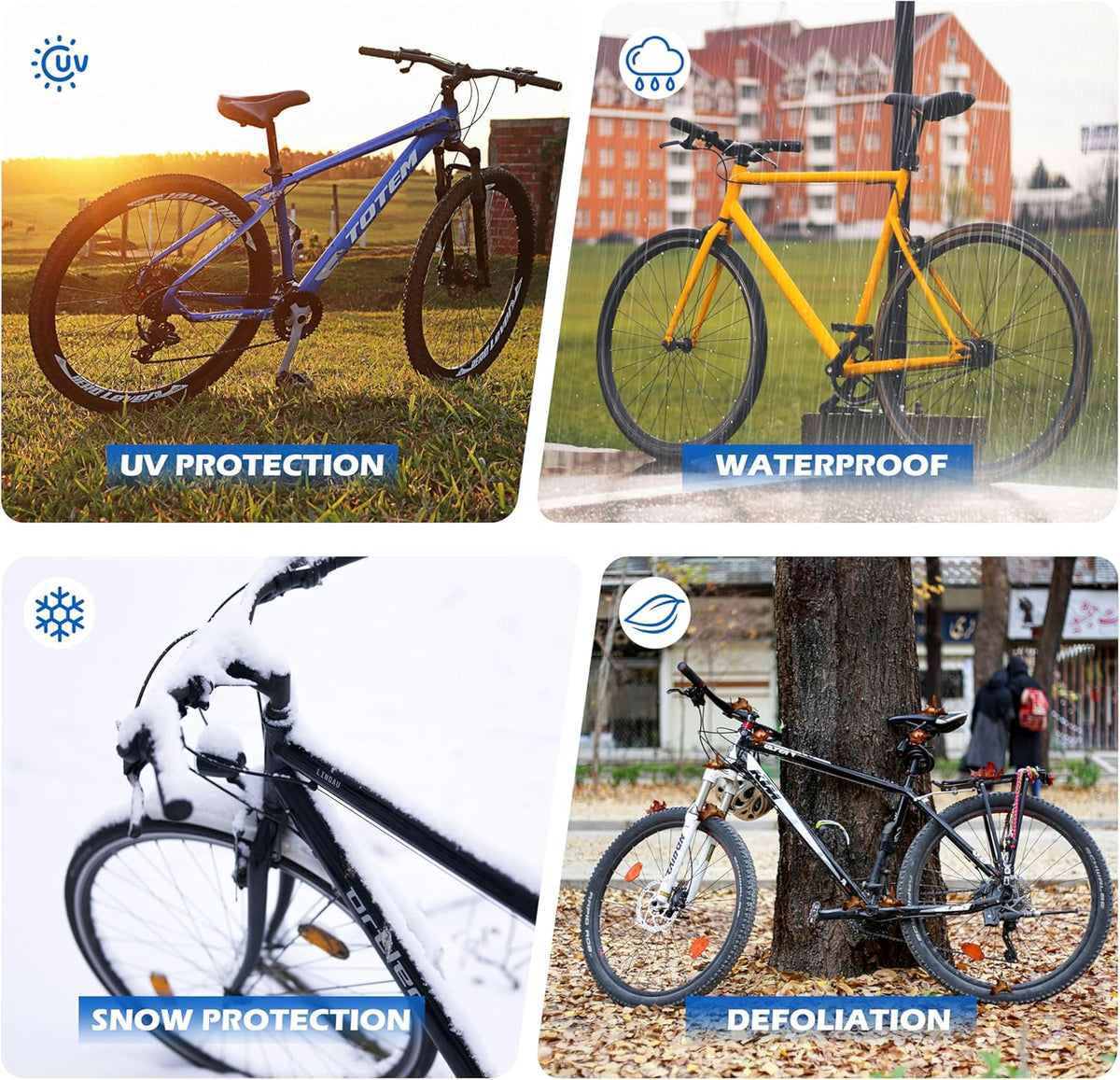 Skiennix Bike Cover - All Weather Waterproof Protection with Lock Hole | XL Size (Black & Blue, 79 x 27.5 x 44 Inches)