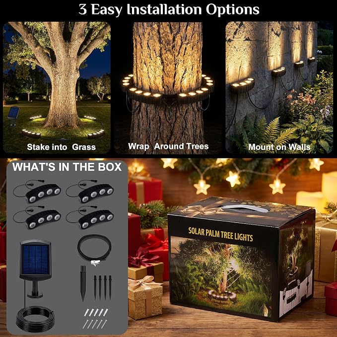 Solar Tree Lights Outdoor, Ring Solar Uplights