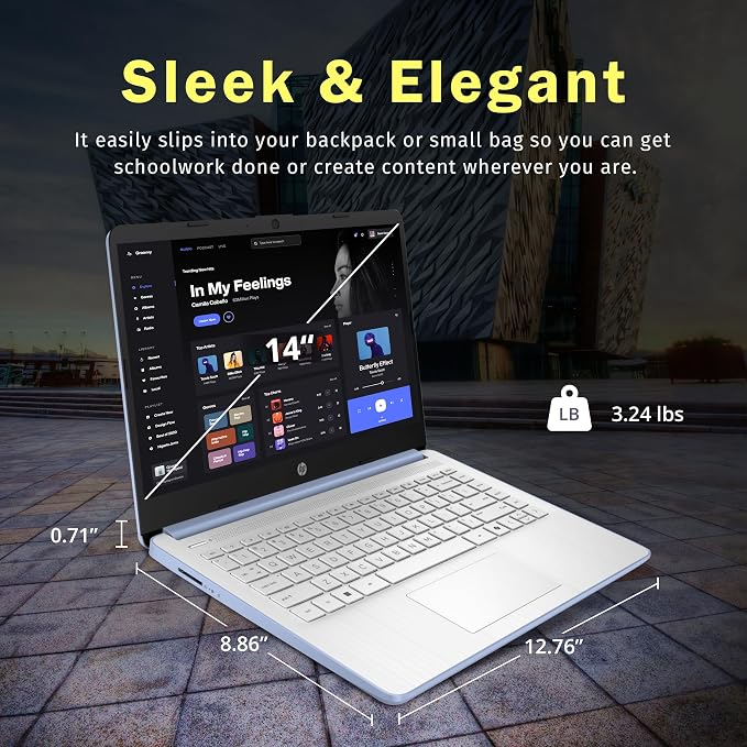 HP Stream 14" HD Laptop, Intel Processor N150, 16GB RAM, 128GB UFS, Intel Graphics, Copilot, Fast Charge, Wi-Fi 6, Win 11 S, Sky Blue (Renewed)