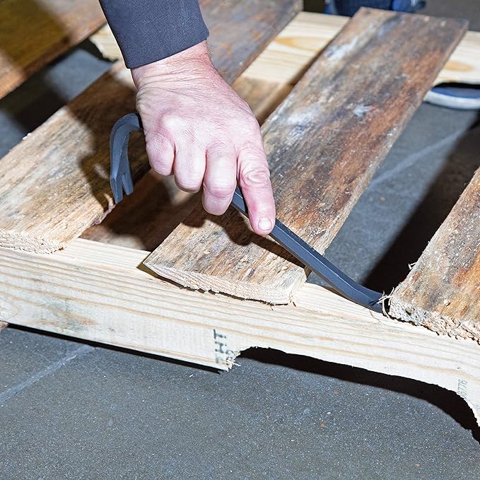 GreatNeck WR12 12-Inch Wrecking Bar, Pull Nails, Pry Apart Wood, Goosenecked Nail-Pulling End Provides Leverage for Heavy Pulling, Bent Chisel Head for Prying and General Demo