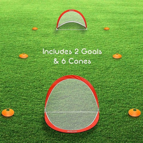 GoSports Portable Pop-Up Soccer Goals - Set of 2 Nets with Agility Training Cones & Carrying Case