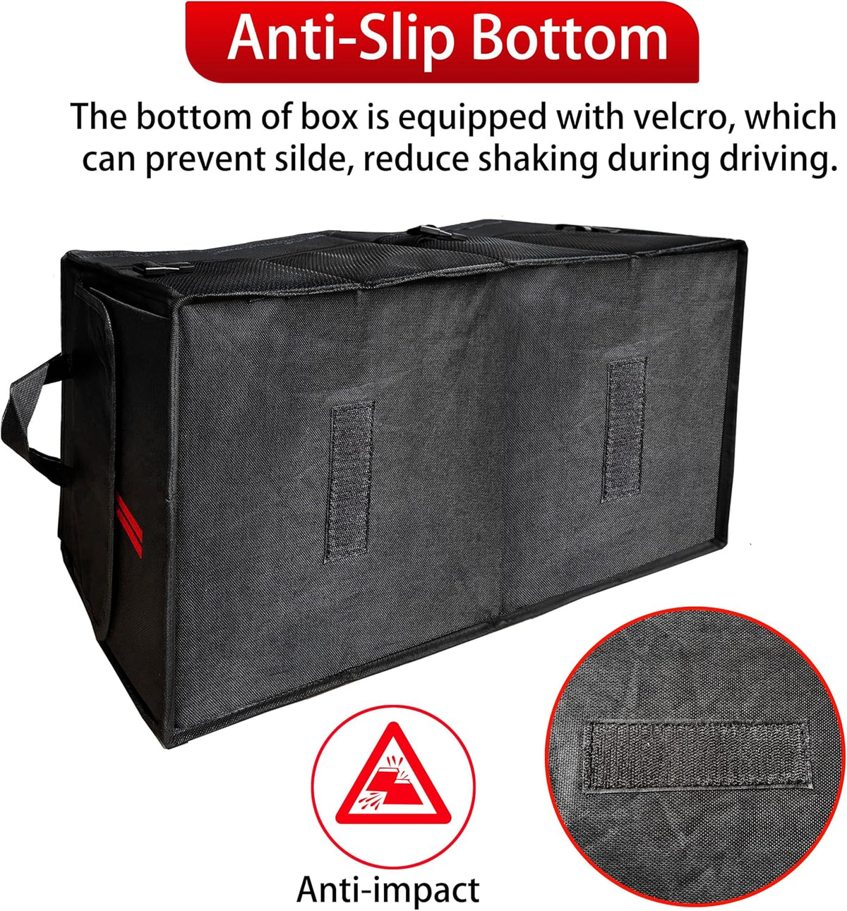 YOSRTER Car Trunk Organizer for Dodge Charger Durango Challenger Ram Collapsible Storage Box with Handle Foldable Lid Non Slip Bottom 2 Compartment Sturdy Base Panel for Dodge Accessories(Red Trim)