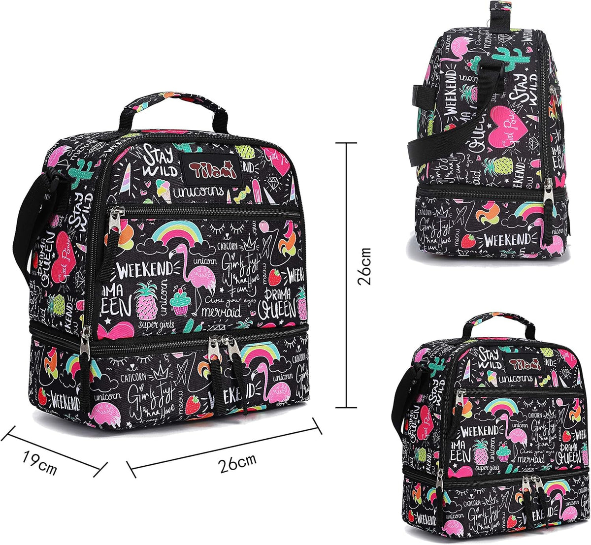 Tilami Rolling Backpack - 19 Inch Wheeled Laptop Bag with Lunch Bag | Insulated & Stylish