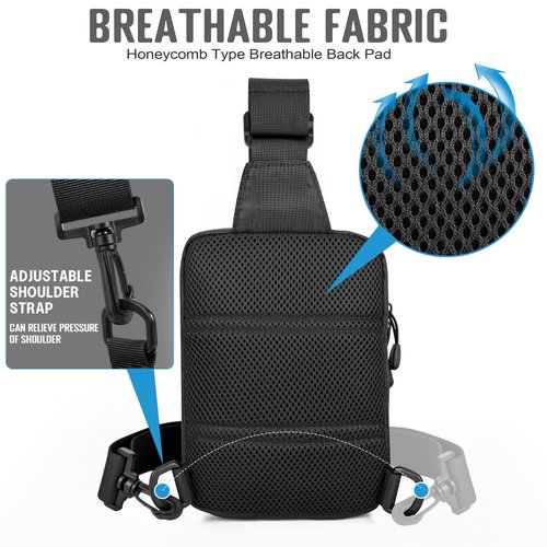 DEYACE Mens Sling Bag, YKK Zippers Small Crossbody Bag for Hiking Travel Work, Water Resistant Utility EDC Mini Chest Bag
