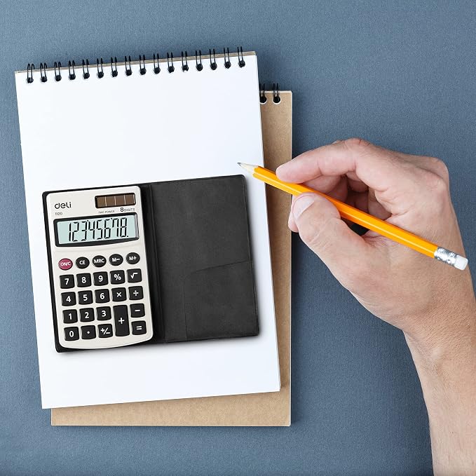 Calculator, Deli Standard Function Basic Calculators, Solar Battery Dual Power