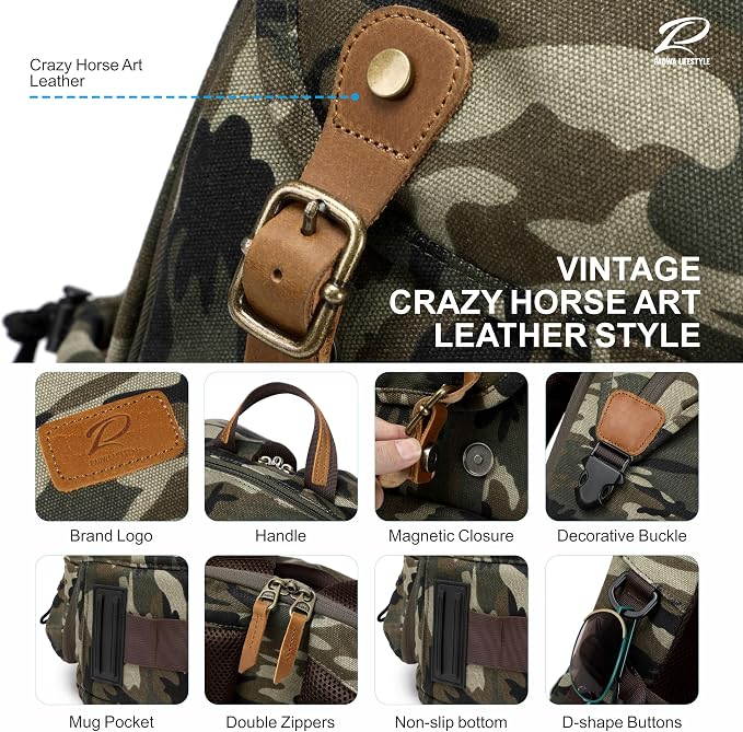 Padwa Lifestyle Camouflage Canvas Camera Backpack