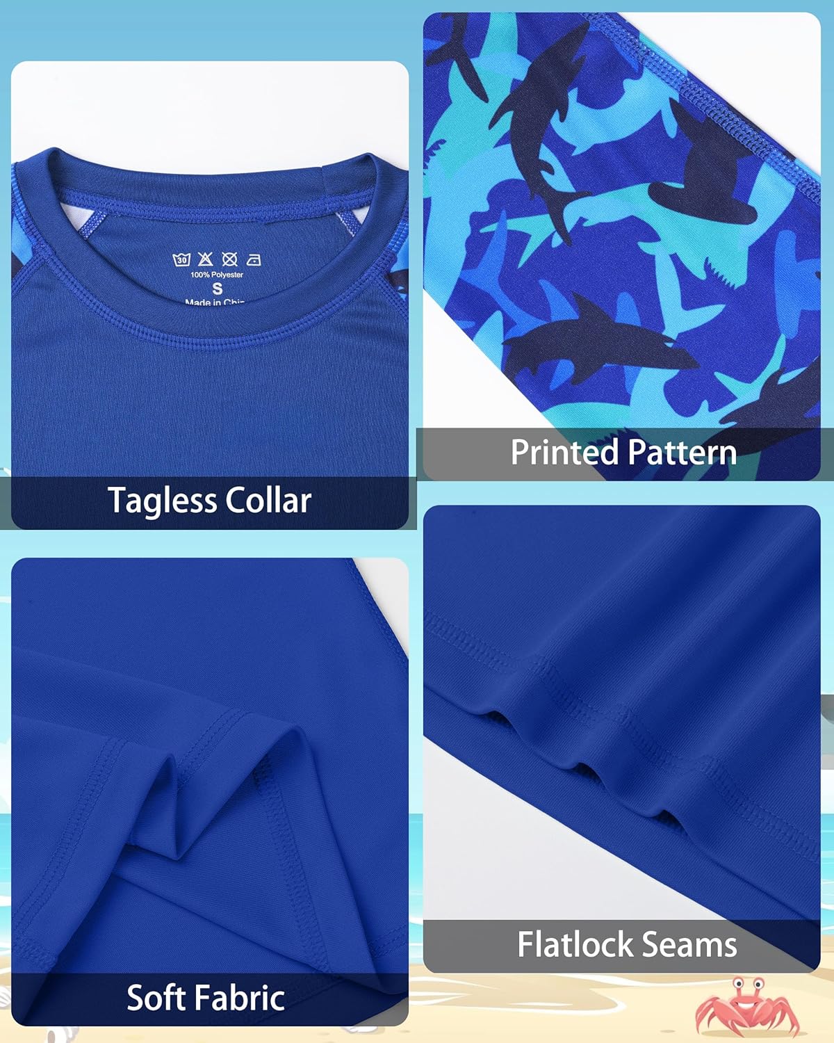 Skiennix Boys Rash Guard Swim Shirt - Long Sleeve UPF 50+ UV Protection | Quick-Dry Surf Shirt