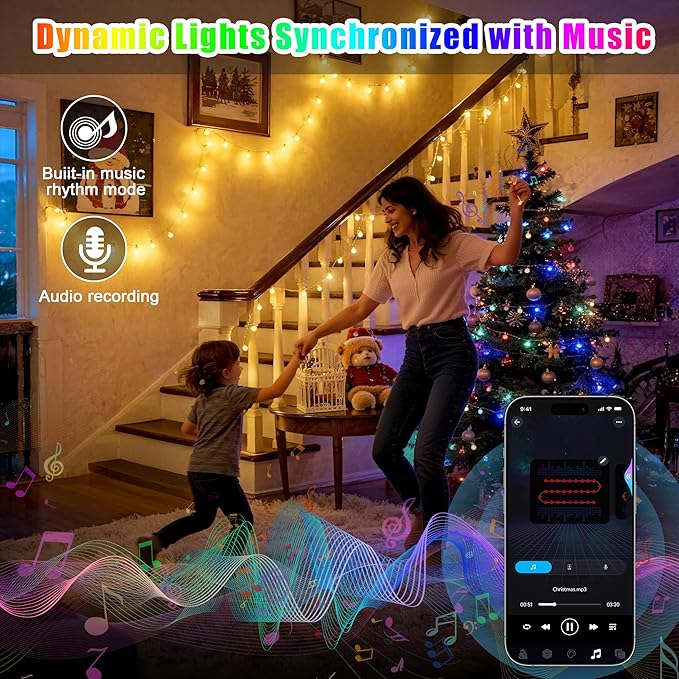 OMIKA 33FT 60 LED Color Changing Globe String Lights, Warm White & Multicolor USB Powered Smart Fairy Lights, APP & Remote Control, Music Sync, 100+ Dynamic Mode for Dorm, Classroom, Room Decor