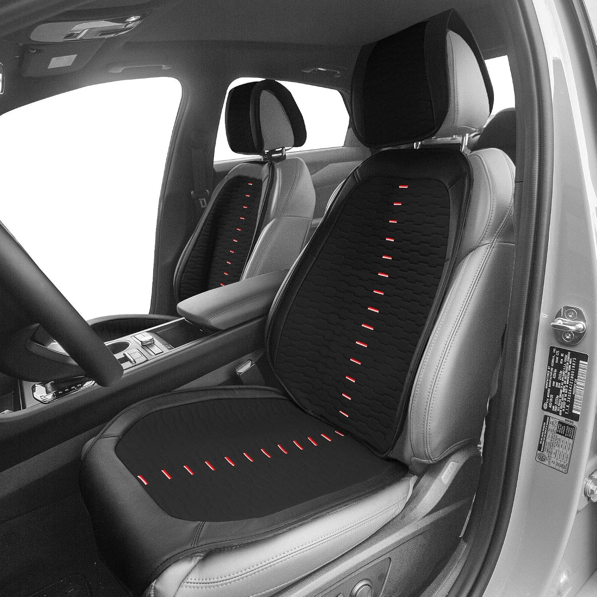 FH Group Front Set Automotive Seat Cushions - Car Seat Covers for Low Back Car Seats, Universal Fit, Airbag Compatible Seat Cover for SUV, Sedan, Van, Black