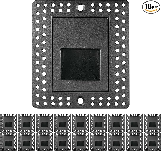 18 Pack 3W Trimless LED Vertical Step Lights, Black Finish, 120V Dimmable LED Stair Lights Indoor and Outdoor, 75 Lumens, CRI 90+, IC Rated, 5CCT Selectable 2700K|3000K|3500K|4100K|5000K
