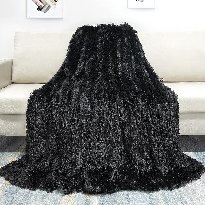 Tuddrom Decorative Extra Soft Faux Fur Blanket Twin Size 70" x78", Reversible