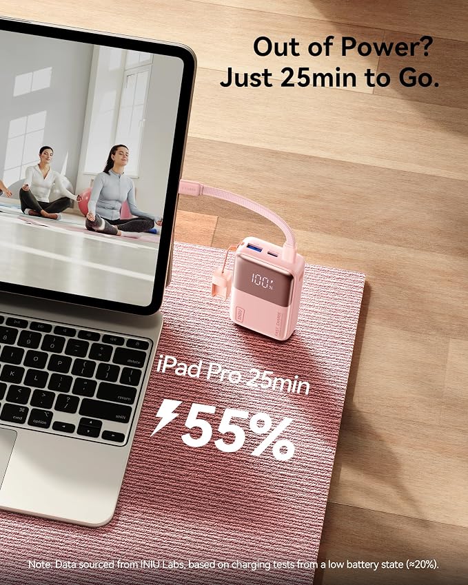 INIU Pocket Size Portable Charger, Ultra Small 10000mAh 45W PD Power Bank, Fast Charging Battery Pack, Travel Essentials Powerbank for iPhone 17 16 Pro Air, Xiaomi 17 Pro Max 16 15 14, S24 etc