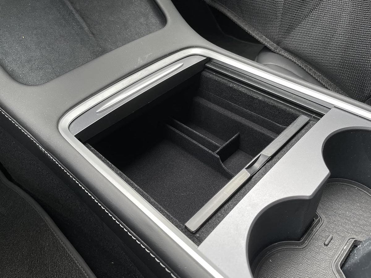 OzniumX Center Console Organizer Storage Box for 2021 Tesla Model 3, Black, Custom Upgrade Interior Accessory with Coin and Sunglass Holder, Armrest Box Secondary Storage