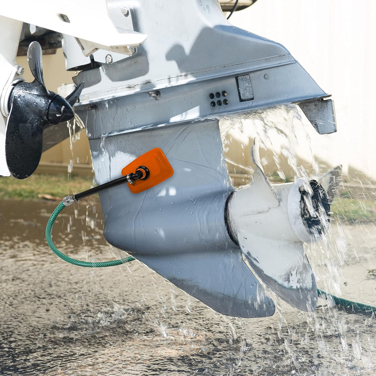 Steel Dual Feed Muff Style Heavy Duty Boat Motor Flusher - Antifreeze Winterization & Water Flush | 5/8 Inch Garden Hose Connection