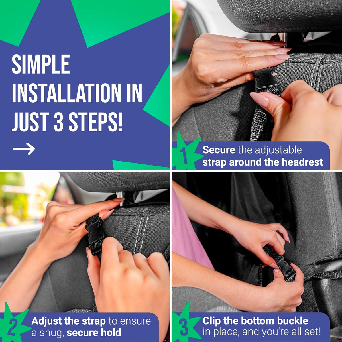 Todays Kids 2 Pack Kick Mats Back Seat Protector - Backseat Car Organizer for Kids, Car Storage Organizer, Back Seat Cars Organizers, Cars Organizers Backs Seats, Travel Accessories, No Pockets
