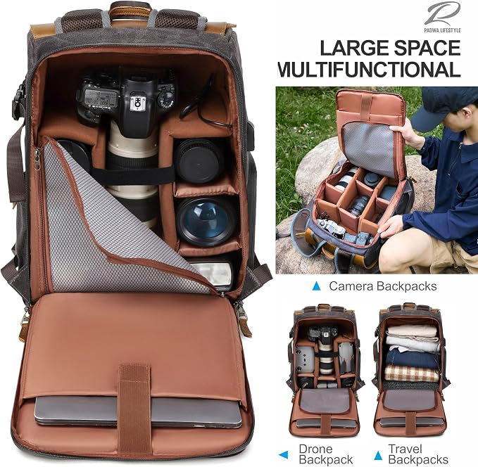 Padwa Lifestyle Gray Black Camera Backpack