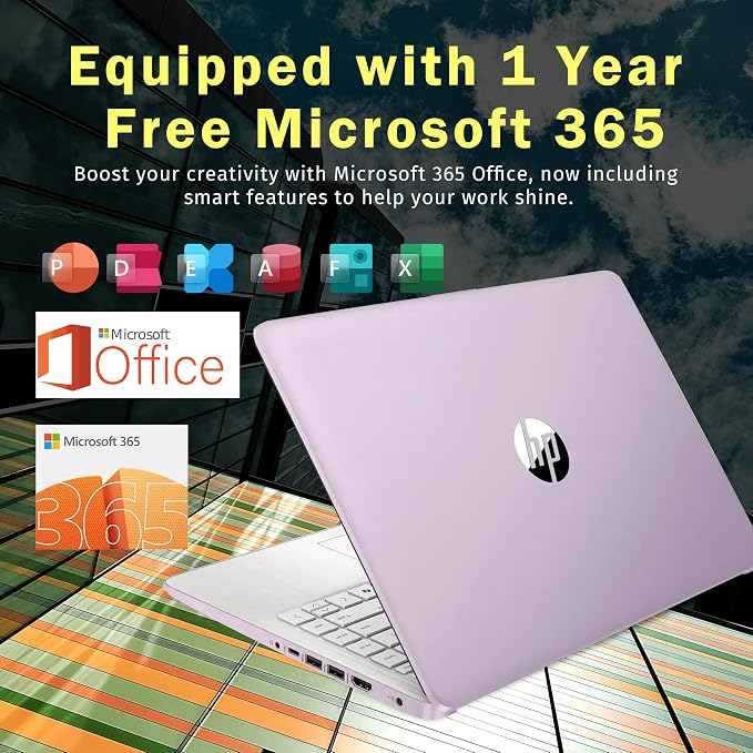 HP Stream 14" HD Student & Business Laptop, Intel Processor N150, 16GB RAM, 1.12TB Storage (128GB UFS + 1TB Docking Station), Intel Graphics, 1 Year Office 365, Wi-Fi 6, Win 11, Purple