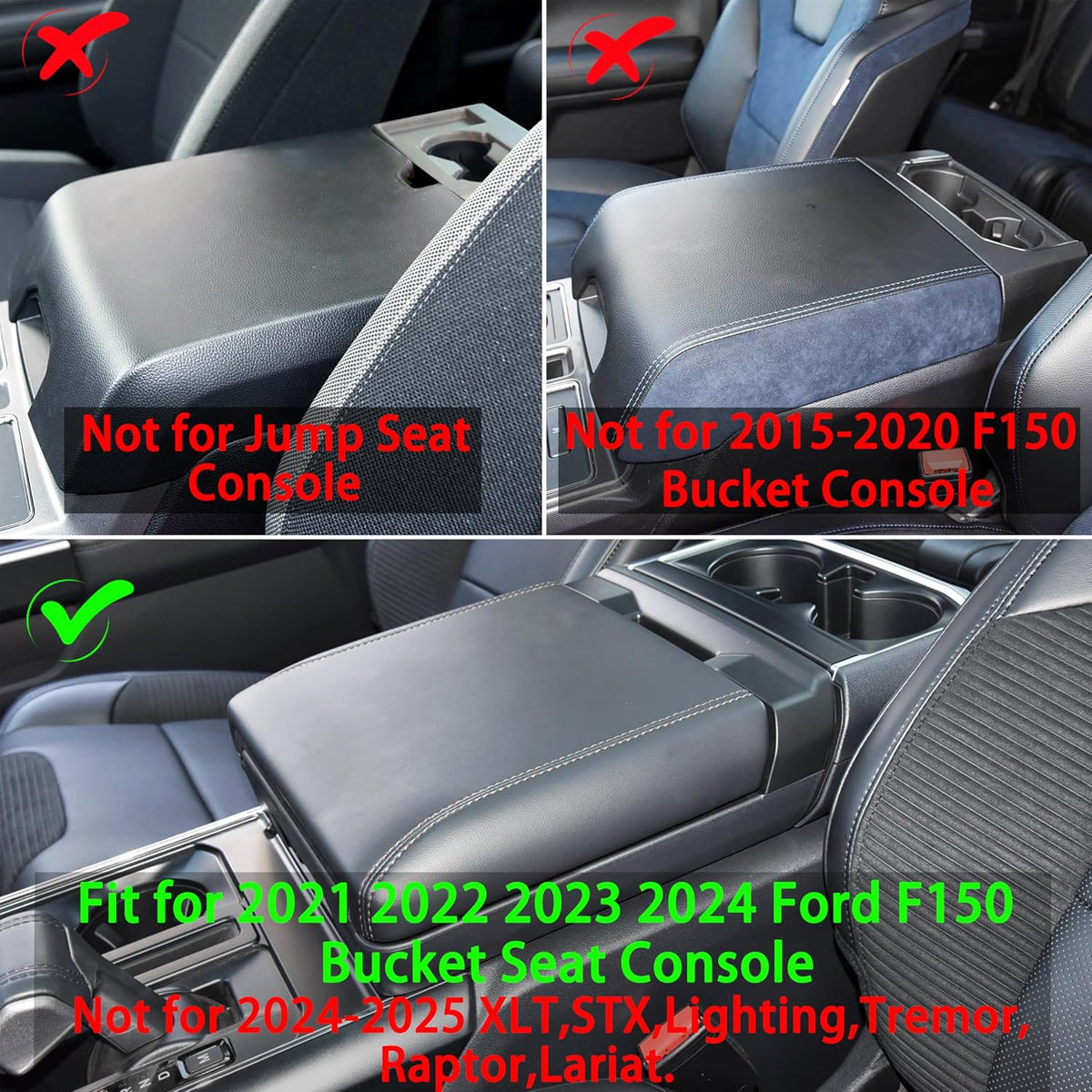 Center Console Organizer Tray for Ford F150 2021 2022 2023 2024 Accessories Interior Secondary Storage Armrest Box Insert Hidden Cubby Drawer (Full Console w/Bucket Seats ONLY) (Red Trim)