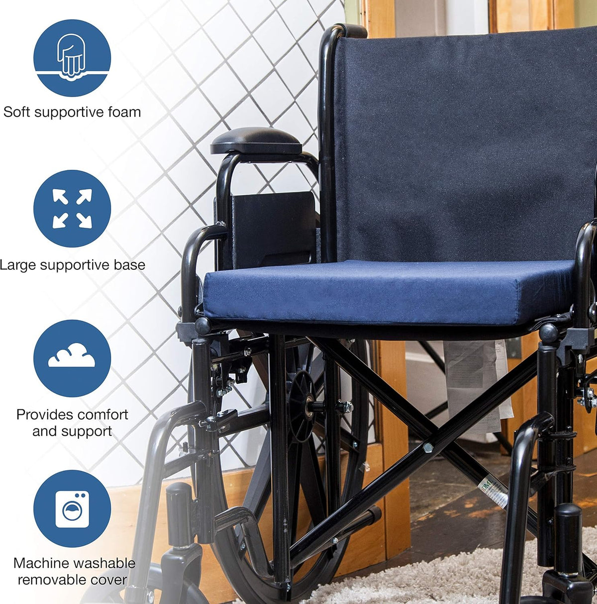 DMI Seat and Chair Cushion for Office Chairs, Wheelchairs, Scooters, Kitchen Chairs or Car Seats, for Support and Height While Reducing Stress on Back, Tailbone or Sciatica, 2 in
