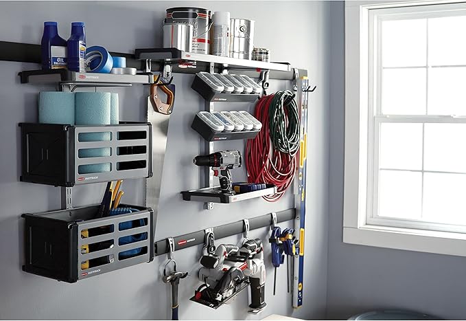 Rubbermaid FastTrack Rail Access Bin Garage Organization Bin for Sports Equipment/Gardening Supplies/Shed/Home/Garage/Item Storage
