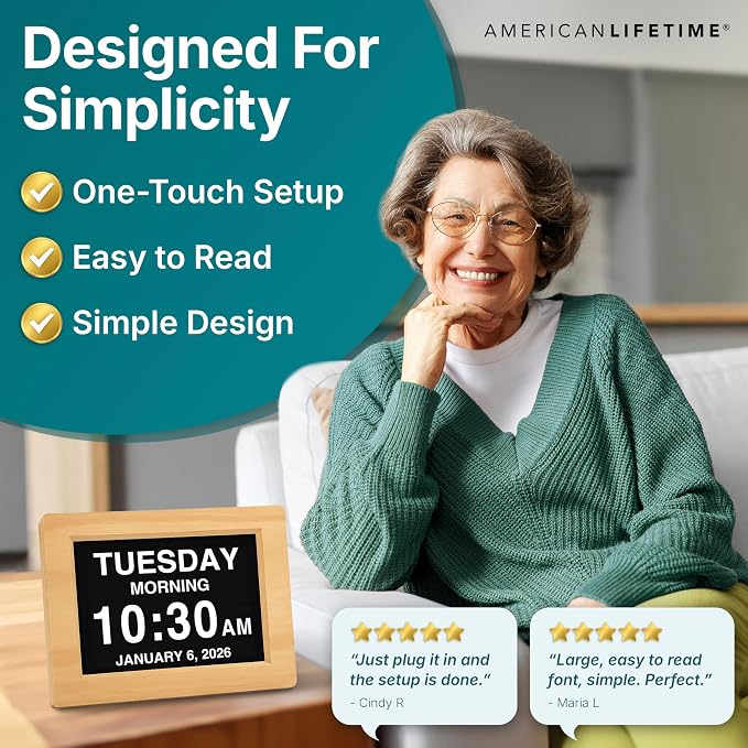 American Lifetime New 2026 Dementia Clock Large Digital Clock
