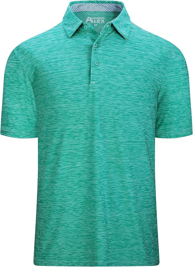 Alex Vando Mens Golf Shirt Moisture Wicking Quick-Dry Short Sleeve Casual Polo Shirts for Men