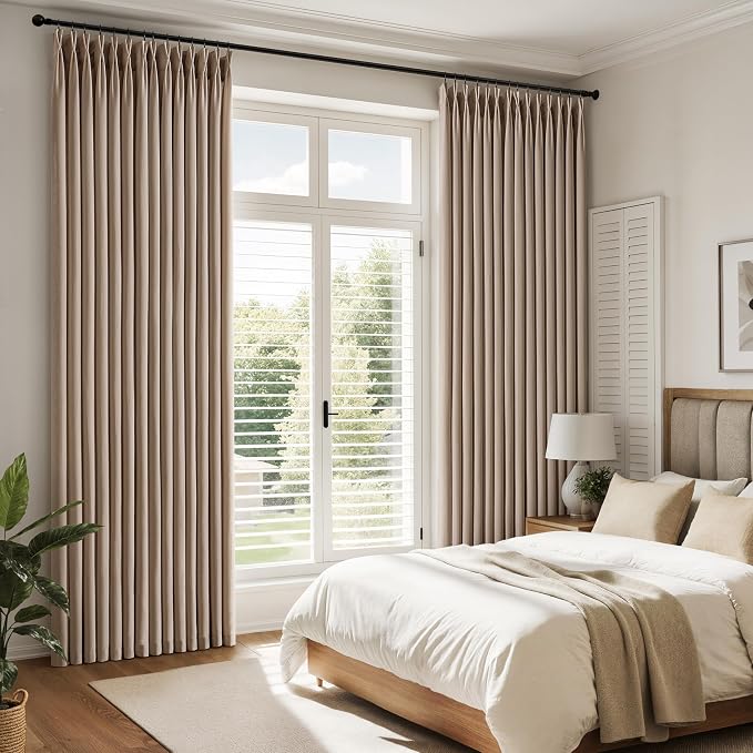 Memory Trained Pinch Pleated Curtains 96 Inches Long, Viral Linen Pinch Pleat