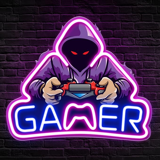 Kavaas Gamer Neon Sign, UV Printed Gaming Neon Sign