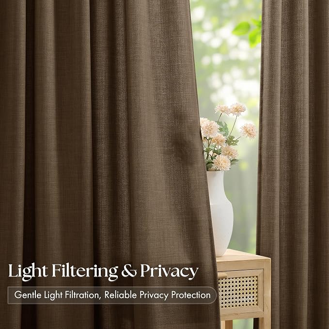 Chocolate Brown Pinch Pleated Bedroom Curtains 102 Inches Long 4 Panels Set
